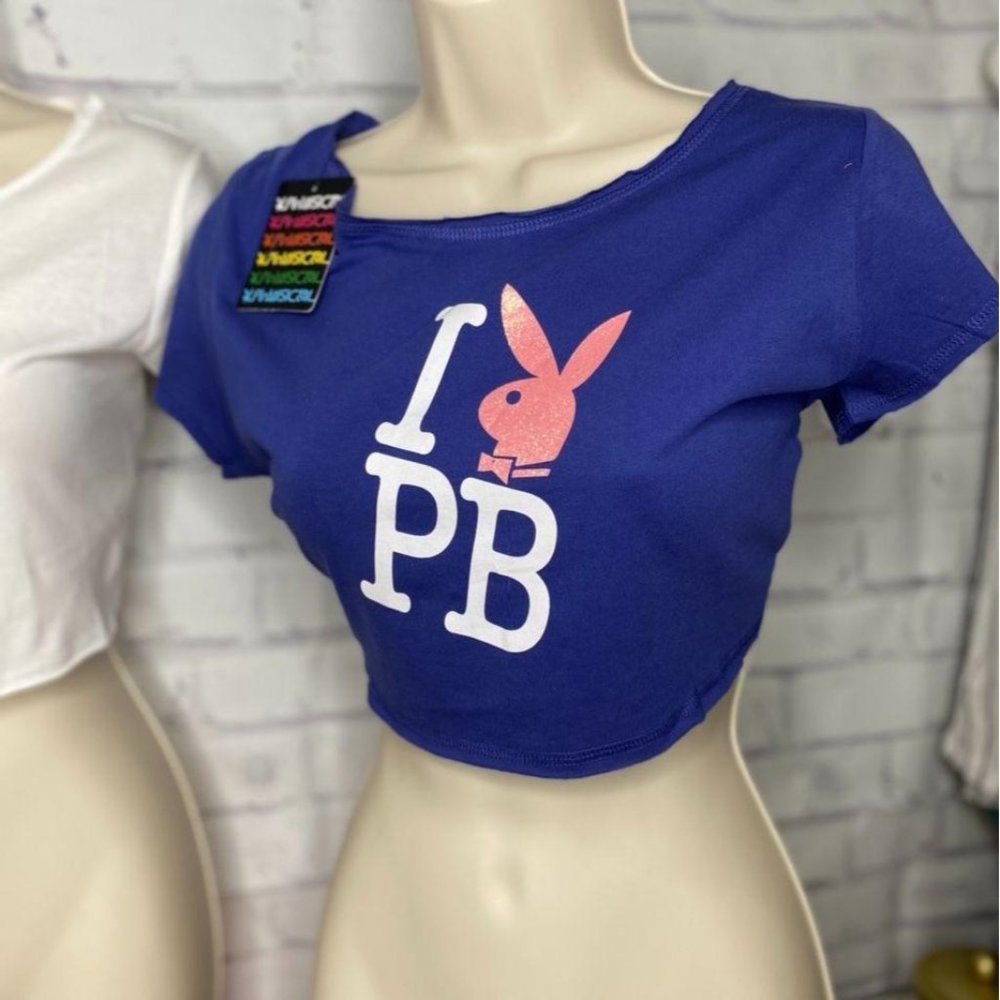 PLAYBOY Y2k CROP TOP- Bright Blue